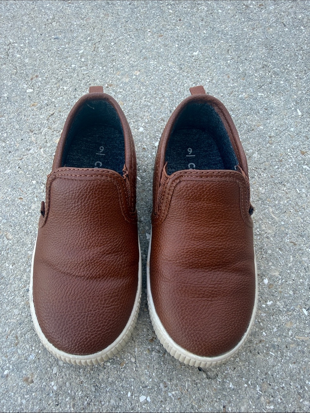 Toddler Slip-On Brown Leather Sneakers